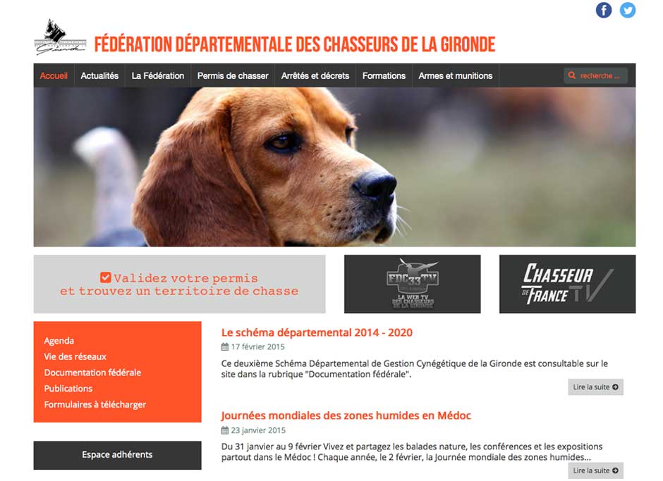 Site de la Fédération départementale des Chasseurs